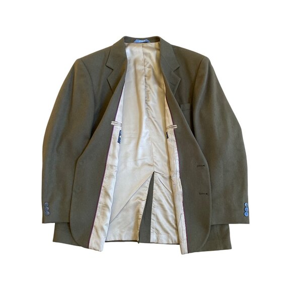 Haggar Mens Olive Green Wool Blazer Gentlemans Fit Size 46R - Picture 5 of 5